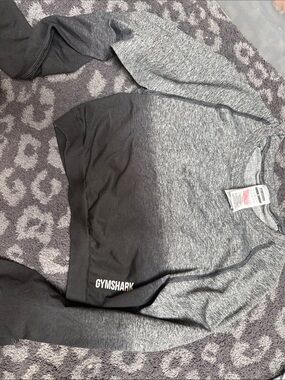 Gymshark Grey and Black Ombre Cropped Sweatshirt